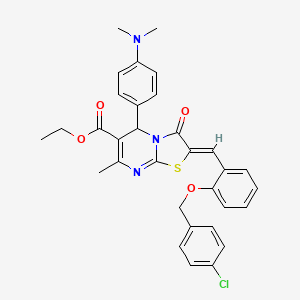 ethyl 2-{2-[(4-chlorobenzyl)oxy]benzylidene}-5-[4-(dimethylamino)phenyl]-7-methyl-3-oxo-2,3-dihydro-5H-[1,3]thiazolo[3,2-a]pyrimidine-6-carboxylate
