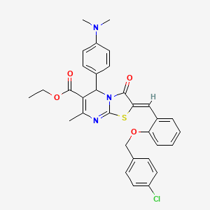 molecular formula C32H30ClN3O4S B3878781 ethyl 2-{2-[(4-chlorobenzyl)oxy]benzylidene}-5-[4-(dimethylamino)phenyl]-7-methyl-3-oxo-2,3-dihydro-5H-[1,3]thiazolo[3,2-a]pyrimidine-6-carboxylate CAS No. 5672-02-6