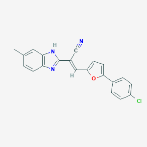 molecular formula C21H14ClN3O B387879 3-[5-(4-chlorophenyl)-2-furyl]-2-(5-methyl-1H-benzimidazol-2-yl)acrylonitrile 