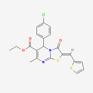 ethyl 5-(4-chlorophenyl)-7-methyl-3-oxo-2-(2-thienylmethylene)-2,3-dihydro-5H-[1,3]thiazolo[3,2-a]pyrimidine-6-carboxylate