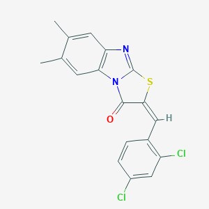 molecular formula C18H12Cl2N2OS B387881 2-(2,4-dichlorobenzylidene)-6,7-dimethyl[1,3]thiazolo[3,2-a]benzimidazol-3(2H)-one 