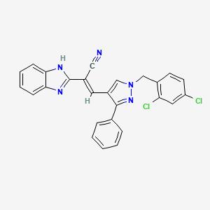 molecular formula C26H17Cl2N5 B3878815 2-(1H-benzimidazol-2-yl)-3-[1-(2,4-dichlorobenzyl)-3-phenyl-1H-pyrazol-4-yl]acrylonitrile 