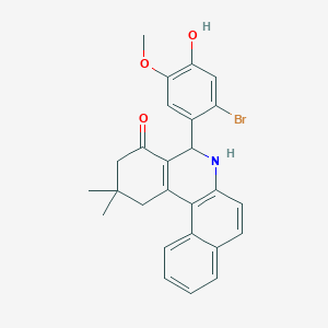 molecular formula C26H24BrNO3 B387882 5-(2-Bromo-4-hydroxy-5-methoxyphenyl)-2,2-dimethyl-1,3,5,6-tetrahydrobenzo[a]phenanthridin-4-one 
