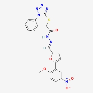 molecular formula C21H17N7O5S B3878831 N'-{[5-(2-methoxy-5-nitrophenyl)-2-furyl]methylene}-2-[(1-phenyl-1H-tetrazol-5-yl)thio]acetohydrazide 