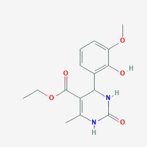 molecular formula C15H18N2O5 B3878842 ethyl 4-(2-hydroxy-3-methoxyphenyl)-6-methyl-2-oxo-1,2,3,4-tetrahydro-5-pyrimidinecarboxylate 