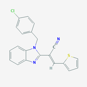 molecular formula C21H14ClN3S B387885 2-[1-(4-chlorobenzyl)-1H-benzimidazol-2-yl]-3-(2-thienyl)acrylonitrile 