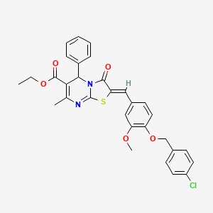 ethyl 2-{4-[(4-chlorobenzyl)oxy]-3-methoxybenzylidene}-7-methyl-3-oxo-5-phenyl-2,3-dihydro-5H-[1,3]thiazolo[3,2-a]pyrimidine-6-carboxylate
