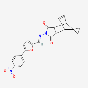 molecular formula C22H17N3O5 B3878890 4'-({[5-(4-nitrophenyl)-2-furyl]methylene}amino)-4'-azaspiro[cyclopropane-1,10'-tricyclo[5.2.1.0~2,6~]decane]-8'-ene-3',5'-dione 
