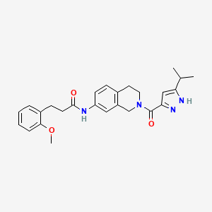 molecular formula C26H30N4O3 B3878911 N-{2-[(3-isopropyl-1H-pyrazol-5-yl)carbonyl]-1,2,3,4-tetrahydro-7-isoquinolinyl}-3-(2-methoxyphenyl)propanamide 