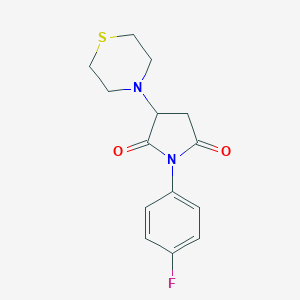 molecular formula C14H15FN2O2S B387892 1-(4-Fluorophenyl)-3-(4-thiomorpholinyl)-2,5-pyrrolidinedione CAS No. 313378-80-2