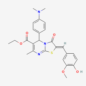 ethyl 5-[4-(dimethylamino)phenyl]-2-(4-hydroxy-3-methoxybenzylidene)-7-methyl-3-oxo-2,3-dihydro-5H-[1,3]thiazolo[3,2-a]pyrimidine-6-carboxylate