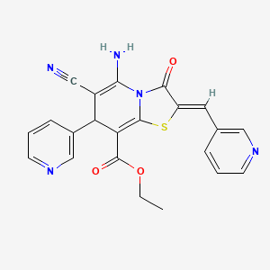ethyl 5-amino-6-cyano-3-oxo-7-(3-pyridinyl)-2-(3-pyridinylmethylene)-2,3-dihydro-7H-[1,3]thiazolo[3,2-a]pyridine-8-carboxylate