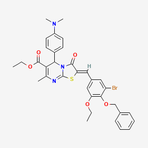 Ethyl (2Z)-2-{[4-(benzyloxy)-3-bromo-5-ethoxyphenyl]methylidene}-5-[4-(dimethylamino)phenyl]-7-methyl-3-oxo-2H,3H,5H-[1,3]thiazolo[3,2-A]pyrimidine-6-carboxylate