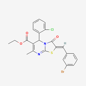 molecular formula C23H18BrClN2O3S B3878956 ethyl 2-(3-bromobenzylidene)-5-(2-chlorophenyl)-7-methyl-3-oxo-2,3-dihydro-5H-[1,3]thiazolo[3,2-a]pyrimidine-6-carboxylate 