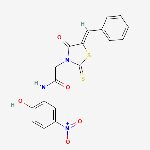 molecular formula C18H13N3O5S2 B3878965 2-(5-benzylidene-4-oxo-2-thioxo-1,3-thiazolidin-3-yl)-N-(2-hydroxy-5-nitrophenyl)acetamide 