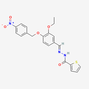 molecular formula C21H19N3O5S B3878977 N'-{3-ethoxy-4-[(4-nitrobenzyl)oxy]benzylidene}-2-thiophenecarbohydrazide 