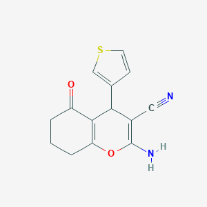 molecular formula C14H12N2O2S B387898 2-amino-5-oxo-4-(3-thienyl)-5,6,7,8-tetrahydro-4H-chromene-3-carbonitrile 