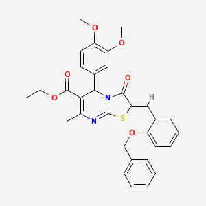 molecular formula C32H30N2O6S B3878986 ethyl 2-[2-(benzyloxy)benzylidene]-5-(3,4-dimethoxyphenyl)-7-methyl-3-oxo-2,3-dihydro-5H-[1,3]thiazolo[3,2-a]pyrimidine-6-carboxylate 