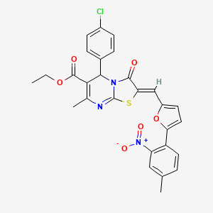 molecular formula C28H22ClN3O6S B3879008 ethyl 5-(4-chlorophenyl)-7-methyl-2-{[5-(4-methyl-2-nitrophenyl)-2-furyl]methylene}-3-oxo-2,3-dihydro-5H-[1,3]thiazolo[3,2-a]pyrimidine-6-carboxylate 