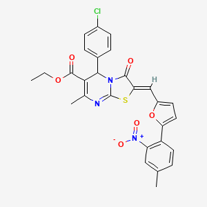 Ethyl (2Z)-5-(4-chlorophenyl)-7-methyl-2-{[5-(4-methyl-2-nitrophenyl)furan-2-YL]methylidene}-3-oxo-2H,3H,5H-[1,3]thiazolo[3,2-A]pyrimidine-6-carboxylate