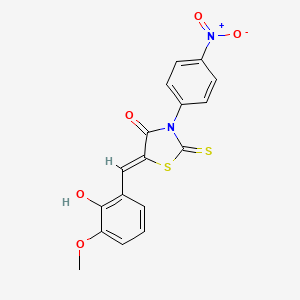 molecular formula C17H12N2O5S2 B3879011 5-(2-hydroxy-3-methoxybenzylidene)-3-(4-nitrophenyl)-2-thioxo-1,3-thiazolidin-4-one 
