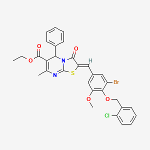 ethyl 2-{3-bromo-4-[(2-chlorobenzyl)oxy]-5-methoxybenzylidene}-7-methyl-3-oxo-5-phenyl-2,3-dihydro-5H-[1,3]thiazolo[3,2-a]pyrimidine-6-carboxylate