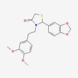 molecular formula C20H21NO5S B3879035 2-(1,3-benzodioxol-5-yl)-3-[2-(3,4-dimethoxyphenyl)ethyl]-1,3-thiazolidin-4-one 