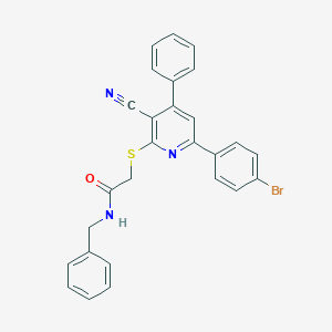 molecular formula C27H20BrN3OS B387904 N-benzyl-2-{[6-(4-bromophenyl)-3-cyano-4-phenylpyridin-2-yl]thio}acetamide 