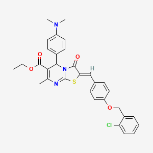 molecular formula C32H30ClN3O4S B3879042 ethyl 2-{4-[(2-chlorobenzyl)oxy]benzylidene}-5-[4-(dimethylamino)phenyl]-7-methyl-3-oxo-2,3-dihydro-5H-[1,3]thiazolo[3,2-a]pyrimidine-6-carboxylate 