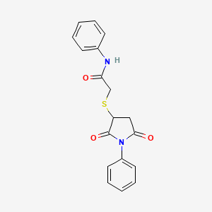 molecular formula C18H16N2O3S B3879062 2-[(2,5-dioxo-1-phenyl-3-pyrrolidinyl)thio]-N-phenylacetamide 