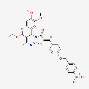 molecular formula C32H29N3O8S B3879075 ethyl 5-(3,4-dimethoxyphenyl)-7-methyl-2-{4-[(4-nitrobenzyl)oxy]benzylidene}-3-oxo-2,3-dihydro-5H-[1,3]thiazolo[3,2-a]pyrimidine-6-carboxylate 