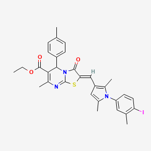 molecular formula C31H30IN3O3S B3879109 ethyl 2-{[1-(4-iodo-3-methylphenyl)-2,5-dimethyl-1H-pyrrol-3-yl]methylene}-7-methyl-5-(4-methylphenyl)-3-oxo-2,3-dihydro-5H-[1,3]thiazolo[3,2-a]pyrimidine-6-carboxylate 