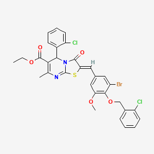 ethyl 2-{3-bromo-4-[(2-chlorobenzyl)oxy]-5-methoxybenzylidene}-5-(2-chlorophenyl)-7-methyl-3-oxo-2,3-dihydro-5H-[1,3]thiazolo[3,2-a]pyrimidine-6-carboxylate