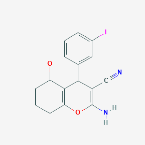 molecular formula C16H13IN2O2 B387913 2-amino-4-(3-iodophenyl)-5-oxo-5,6,7,8-tetrahydro-4H-chromene-3-carbonitrile CAS No. 296798-10-2