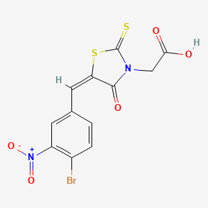 molecular formula C12H7BrN2O5S2 B3879136 [5-(4-bromo-3-nitrobenzylidene)-4-oxo-2-thioxo-1,3-thiazolidin-3-yl]acetic acid 