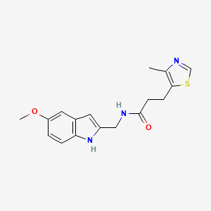molecular formula C17H19N3O2S B3879154 N-[(5-methoxy-1H-indol-2-yl)methyl]-3-(4-methyl-1,3-thiazol-5-yl)propanamide 