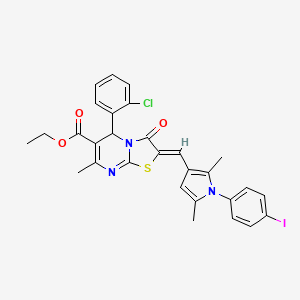 molecular formula C29H25ClIN3O3S B3879164 ethyl 5-(2-chlorophenyl)-2-{[1-(4-iodophenyl)-2,5-dimethyl-1H-pyrrol-3-yl]methylene}-7-methyl-3-oxo-2,3-dihydro-5H-[1,3]thiazolo[3,2-a]pyrimidine-6-carboxylate CAS No. 5673-76-7
