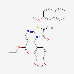 molecular formula C30H26N2O6S B3879174 ethyl 5-(1,3-benzodioxol-5-yl)-2-[(2-ethoxy-1-naphthyl)methylene]-7-methyl-3-oxo-2,3-dihydro-5H-[1,3]thiazolo[3,2-a]pyrimidine-6-carboxylate 