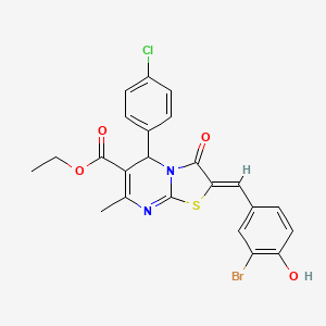 ethyl 2-(3-bromo-4-hydroxybenzylidene)-5-(4-chlorophenyl)-7-methyl-3-oxo-2,3-dihydro-5H-[1,3]thiazolo[3,2-a]pyrimidine-6-carboxylate