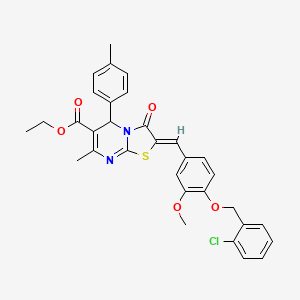 molecular formula C32H29ClN2O5S B3879185 ethyl 2-{4-[(2-chlorobenzyl)oxy]-3-methoxybenzylidene}-7-methyl-5-(4-methylphenyl)-3-oxo-2,3-dihydro-5H-[1,3]thiazolo[3,2-a]pyrimidine-6-carboxylate 