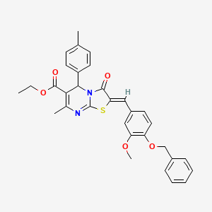 molecular formula C32H30N2O5S B3879193 ethyl 2-[4-(benzyloxy)-3-methoxybenzylidene]-7-methyl-5-(4-methylphenyl)-3-oxo-2,3-dihydro-5H-[1,3]thiazolo[3,2-a]pyrimidine-6-carboxylate 