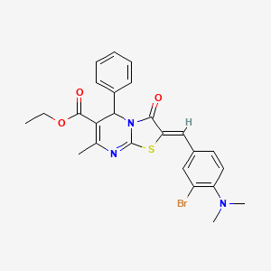 molecular formula C25H24BrN3O3S B3879207 ethyl 2-[3-bromo-4-(dimethylamino)benzylidene]-7-methyl-3-oxo-5-phenyl-2,3-dihydro-5H-[1,3]thiazolo[3,2-a]pyrimidine-6-carboxylate 