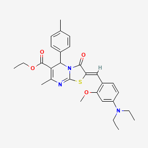 molecular formula C29H33N3O4S B3879235 ethyl 2-[4-(diethylamino)-2-methoxybenzylidene]-7-methyl-5-(4-methylphenyl)-3-oxo-2,3-dihydro-5H-[1,3]thiazolo[3,2-a]pyrimidine-6-carboxylate 