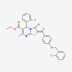 molecular formula C30H24Cl2N2O4S B3879253 ethyl 2-{4-[(2-chlorobenzyl)oxy]benzylidene}-5-(2-chlorophenyl)-7-methyl-3-oxo-2,3-dihydro-5H-[1,3]thiazolo[3,2-a]pyrimidine-6-carboxylate 