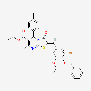 molecular formula C33H31BrN2O5S B3879267 ethyl 2-[4-(benzyloxy)-3-bromo-5-ethoxybenzylidene]-7-methyl-5-(4-methylphenyl)-3-oxo-2,3-dihydro-5H-[1,3]thiazolo[3,2-a]pyrimidine-6-carboxylate 