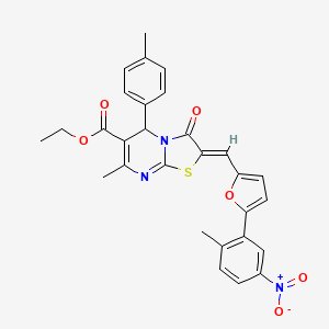 molecular formula C29H25N3O6S B3879269 ethyl 7-methyl-2-{[5-(2-methyl-5-nitrophenyl)-2-furyl]methylene}-5-(4-methylphenyl)-3-oxo-2,3-dihydro-5H-[1,3]thiazolo[3,2-a]pyrimidine-6-carboxylate 