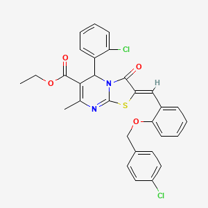 molecular formula C30H24Cl2N2O4S B3879272 ethyl 2-{2-[(4-chlorobenzyl)oxy]benzylidene}-5-(2-chlorophenyl)-7-methyl-3-oxo-2,3-dihydro-5H-[1,3]thiazolo[3,2-a]pyrimidine-6-carboxylate 