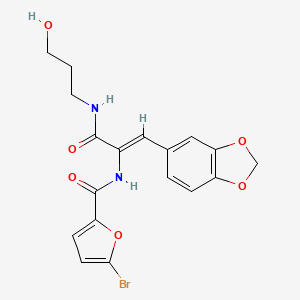 molecular formula C18H17BrN2O6 B3879276 N-(2-(1,3-benzodioxol-5-yl)-1-{[(3-hydroxypropyl)amino]carbonyl}vinyl)-5-bromo-2-furamide 