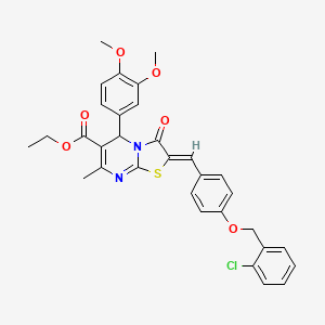 molecular formula C32H29ClN2O6S B3879294 ethyl 2-{4-[(2-chlorobenzyl)oxy]benzylidene}-5-(3,4-dimethoxyphenyl)-7-methyl-3-oxo-2,3-dihydro-5H-[1,3]thiazolo[3,2-a]pyrimidine-6-carboxylate 