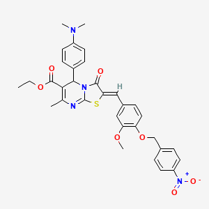 molecular formula C33H32N4O7S B3879309 ethyl 5-[4-(dimethylamino)phenyl]-2-{3-methoxy-4-[(4-nitrobenzyl)oxy]benzylidene}-7-methyl-3-oxo-2,3-dihydro-5H-[1,3]thiazolo[3,2-a]pyrimidine-6-carboxylate 